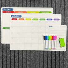 1 Set de imanes para refrigerador que incluye tablero de notas, planificador mensual, planificador semanal, planificador diario, bolígrafo magnético de color, borrador de pizarra blanca, calendario (diario, semanal, mensual)