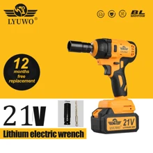 LYUWO LYUWO 21V Electric Tool Rechargeable Lithium Battery Electric Wrench Brushless 420N. M. The Maximum Output Is 520N M. The High Torque Wrench Is Suitable For Car Maintenance And Stage Bracket Maintenance. It Can Rotate Clockwise And Counterclockwise, With Adjustable Speed, Emergency Stop, Rotatable Hole, LED Light, Large Capacity Battery, And Efficient Operation. Gift Parts