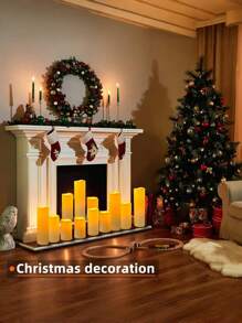 4/12pcs Ivory Flameless Flickering LED Pillar Candles | Waterproof D2.2" X H4"/5"/6"/7" | Remote Control Battery Powered | Outdoor Garden Patio Staircase Gazebo Decoration - 暖白光 - 查看 5