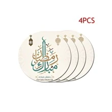 1/4/6pcs Ramadan Themed Coasters, Happy Eid Mubarak, Light Color Ramadan Holiday Series Lantern, Light Ball, Letter Pattern Print Beverage Coasters, 10cm/2mm Thick Rubber Soft Bottom Round Absorbent Rubber Drink Coasters, Non-Slip Backing, Decorative Coasters For Cups, Home Kitchen Dining Table Decor, Ramadan/Eid Al-Fitr, Ramadan Kareem, Ramadan Mubarak Placemats, Eid Decoration, Kitchen Decor, Dining Table Decor