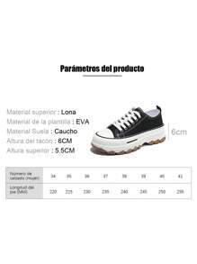 Women's White Tennis Shoes Canvas Sneakers, Women's White Casual Sports Canvas Shoes Design, Ladies Tennis Shoes, Women's High Top Sports Shoes Canvas Thick Bottom, Women's Tennis Shoes Platform Casual Sports Fashion - 黑色 - 查看 3