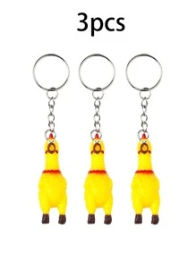 1pc/3pcs/6pcs Squeaky Screaming Chick Keychain, Novelty Funny Mini Rubber Squeeze Scream Chick Pendant, Creative Cute Cartoon Stress Relief Keychain, Gift For Keyring, Zipper Pull, Backpack, Car Keys, Wallet - Multicolor - View 12
