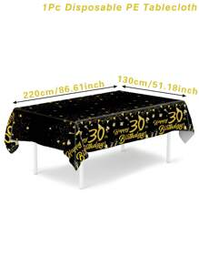 1pc Black & Gold Birthday Tablecloth, Suitable For 18/30/40/50/60 Years Old Birthday, Disposable Tablecloth, Birthday Party Kitchen Dining Room Holiday Party Decor, Home Decor, Dining Table Decor - Multicolor - View 11