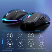 ONIKUMA CW917 Black Wireless Mouse Wireless Gaming Mouse RGB Lights Backlight Free Sticker For PC Laptop Wireless Office Mouse - Black - View 6