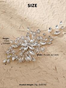 1件手工水晶新娘发梳，水钻新娘发夹，圣诞配饰，女士婚礼发饰 - 銀色 - 查看 5