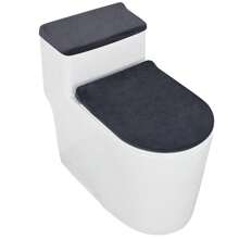 1pc Solid Color Rabbit Fur Toilet Seat Lid Cover Set, Stretchy Two-Piece Toilet Tank Cover, Dust-Proof Decoration Toilet Accessories, Suitable For All Seasons Bathroom Decor Fall Decor