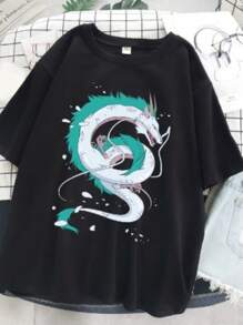 Cartoon T-Shirt, Anime Haku Unisex 100% Cotton New Release Shipping Various Colors!! - 黑色 - 查看 2
