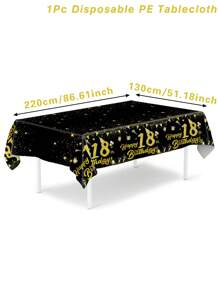 1pc Black & Gold Birthday Tablecloth, Suitable For 18/30/40/50/60 Years Old Birthday, Disposable Tablecloth, Birthday Party Kitchen Dining Room Holiday Party Decor, Home Decor, Dining Table Decor - Multicolor - View 13