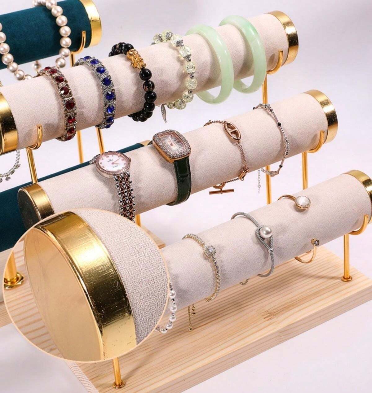 BELLE VOUS Espositori Collane Legno a 4 Livelli - 48 cm di Altezza - Porta Collane, Bracciali, Orologi - Porta Collane da Tavolo con Barra a T