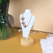1pc Luxury Iron & Wood Jewelry Display Stand, Necklace, Bracelet, Pendant Organizer Rack For Shop Display Back To School