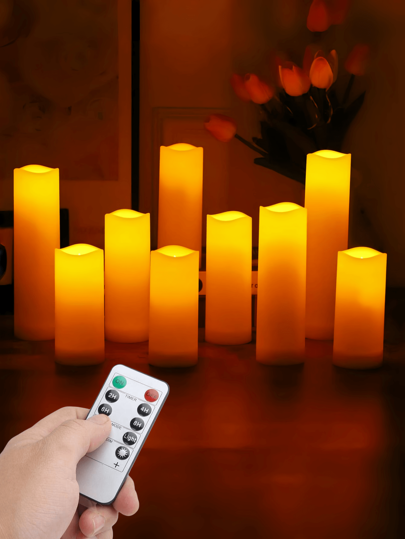 12-Piece Outdoor Waterproof LED Pillar Candles (D2.2"XH4"/5"/6"/7") | Remote Control Timer Battery Powered | Lanterns Yard Terrace Garden Decoration | Home Pathway Outdoor Lighting