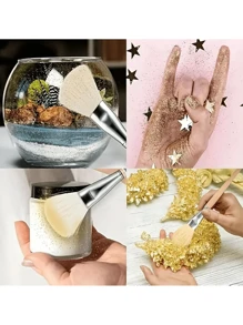 10 Stück/Set keramische lasierte Pinsel & Mopp Pinsel Kombination, Ziegenhaar gemischte Mopp Pinsel geeignet für Acrylmalerei, Keramik, Goldfolie