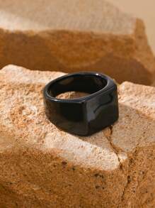 1 chiếc nhẫn nam phong cách Hip Hop bằng thép không gỉ hình vuông hình học cổ điển trang sức quà tặng - vòng bóng - Xem 3