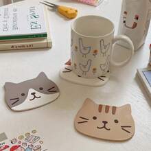 Set Of 5 Silicone Cartoon Cat Shape Coasters - Heat Resistant Coasters For Beverages, Kitchen Gadgets And Home Decor Anniversary Thanksgiving Valentine's Day Birthday Mother's Day Gift For Her