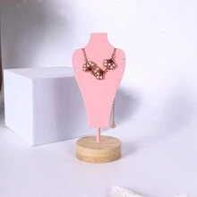 1pc Luxury Iron & Wood Jewelry Display Stand, Necklace, Bracelet, Pendant Organizer Rack For Shop Display Back To School