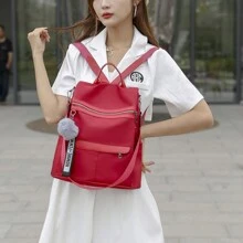 Women's Anti-Theft Waterproof Multipurpose Crossbody Casual Shoulder Backpack - Red - View 2