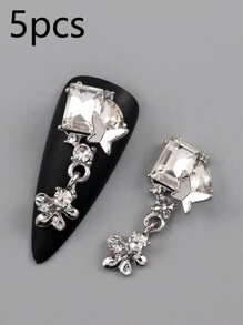 5 款美甲冰雪花朵美甲饰品立体轻奢闪亮蝴蝶椭圆长八角形绒面钻石流苏吊坠迷人DIY美甲饰品装饰 - 彩色 - 查看 5
