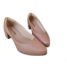 Women's Pumps Low Thick Heel Comfortable Formal Shoes - 米色 - 查看 3