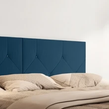 Berlin Upholstered Headboard With Feet For King Size Box Bed In Shiny Suede, 1.60cm - Various Colors - RTA Móveis. - 藍色 - 查看 2