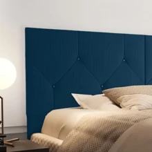 Berlin Upholstered Headboard With Feet For King Size Box Bed In Shiny Suede, 1.60cm - Various Colors - RTA Móveis. - 藍色 - 查看 3