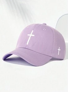 1pc Embroidered Cross Baseball Cap, Breathable Adjustable Outdoor Golf Sun Hat, Women Summer Fashionable Curved Brim Sun Hat, Men Y2K Couple Sun Visor Hat - Embroidery - View 14