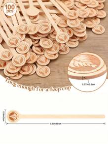 100支装木制咖啡搅拌棒，100支一次性咖啡搅拌棒，5.9英寸木制饮料搅拌棒，适用于咖啡和鸡尾酒，光滑端木制饮料搅拌棒，饮料棒，咖啡吧用品，学生必备，返校季 - 卡其色 - 查看 8