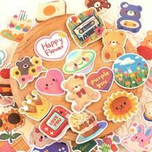 Bộ 108 miếng dán hình gấu màu nước Hàn Quốc Kawaii chính hãng, dùng để trang trí sổ tay, nhật ký và nhiều thứ khác - Một cỡ - Xem 6