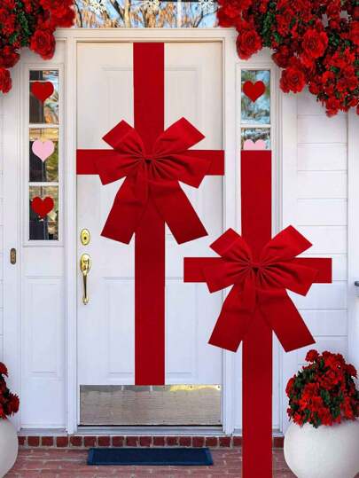 2个装和1个装情人节门挂蝴蝶结，情人节仿亚麻丝带情人节装饰DIY蝴蝶，情人节惊喜派对装饰