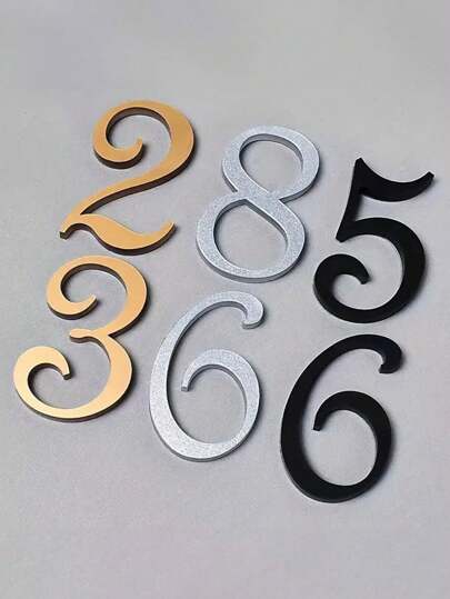 1pc Small Acrylic House Number Plate (With A Protective Film On The Surface, Please Peel Off The Film Before Use), Number Plate, Gold Mailbox Number Plate, With Adhesive Backing - Number Plate For Home Address Identification, Table Number, Locker Number