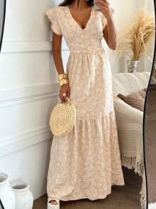 Women's Embroidered Lace Dress - 米色 - 查看 7