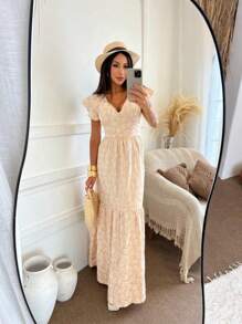 Women's Embroidered Lace Dress - 米色 - 查看 6