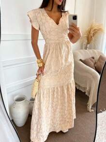 Women's Embroidered Lace Dress - 米色 - 查看 4