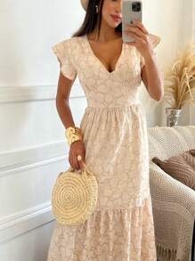 Women's Embroidered Lace Dress - 米色 - 查看 2
