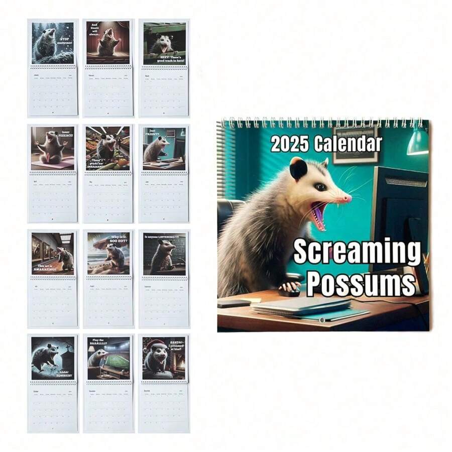 2025 Interesting Screaming Opossum Calendar Cute Opossum Calendar