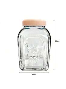 GLASS JAR 1 AND 2 UNITS FOR KITCHEN LAUNDRY FOODS WITH LID IN VARIOUS COLORS - 1 LITER - 1 個單位 - 查看 2