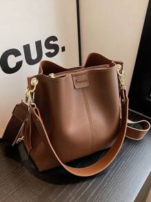 Bolsa Tote de Grande Capacidade para Mulheres, Nova Bolsa de Ombro Casual de Cor Sólida Popular com Toque de Alta Qualidade