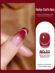 annies 10ml Red Glass Bead Cat Eye Gel Nail Polish, 2024 Autumn & Winter New Arrival Cherry Wine Red Cat Eye Butterfly Bottle Manicure Valentine's Day Valentines Nails - 彩色 - 查看 16
