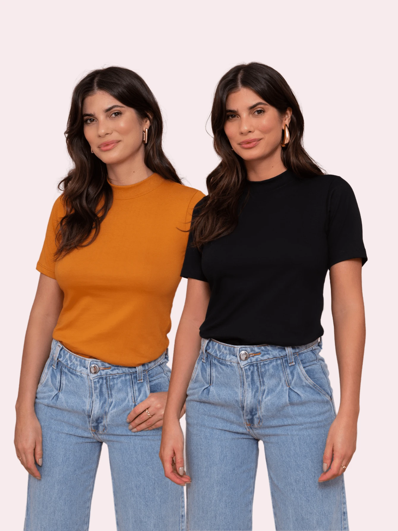 Women's Basic Minimalist Chic Casual Turtleneck T-Shirt Kit - 彩色 - 查看 1