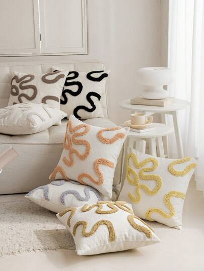 1pc Bohemian Style Decorative Pillow Cover (Without Pillow Insert), Geometric Striped Velvet Chenille Fabric Cushion Cover Suitable For Living Room Sofa Bedroom