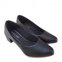Women's Pumps Low Thick Heel Comfortable Formal Shoes - màu đen - Xem 4