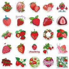 50 Piezas Pegatinas de Dibujos Animados de Fresa para Portátil, Botella de Agua, Equipaje, Taza, Teléfono, Tableta, Cantimplora, Bicicleta, Cuaderno, Coche