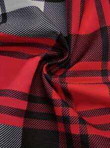 大码女式休闲格子长衬衫 - 紅色 - 查看 3