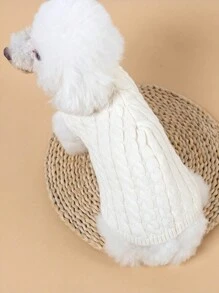 Áo len thời trang cho chó mèo cỡ vừa màu kẹo, Áo chui đầu dệt kim màu trơn đáng yêu cho thú cưng, Quần áo ấm cho thú cưng vào mùa xuân thu đông - Màu Đỏ Sâu - Xem 7
