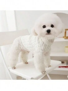 Áo len thời trang cho chó mèo cỡ vừa màu kẹo, Áo chui đầu dệt kim màu trơn đáng yêu cho thú cưng, Quần áo ấm cho thú cưng vào mùa xuân thu đông - Màu Đỏ Sâu - Xem 9