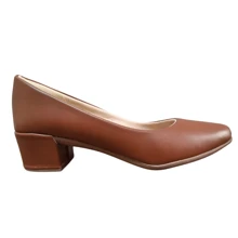 Women's Pumps Low Thick Heel Comfortable Formal Shoes - Camel - View 6