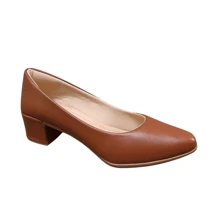 Women's Pumps Low Thick Heel Comfortable Formal Shoes - Camel - View 7