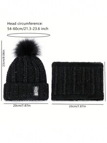 2/3 Peças Conjunto Chapéu, Lenço e Luvas da Moda para Mulheres, Gorro de Inverno Quente de Camada Dupla, Lenço de Pescoço Feminino, Touca Balacrava para Menina