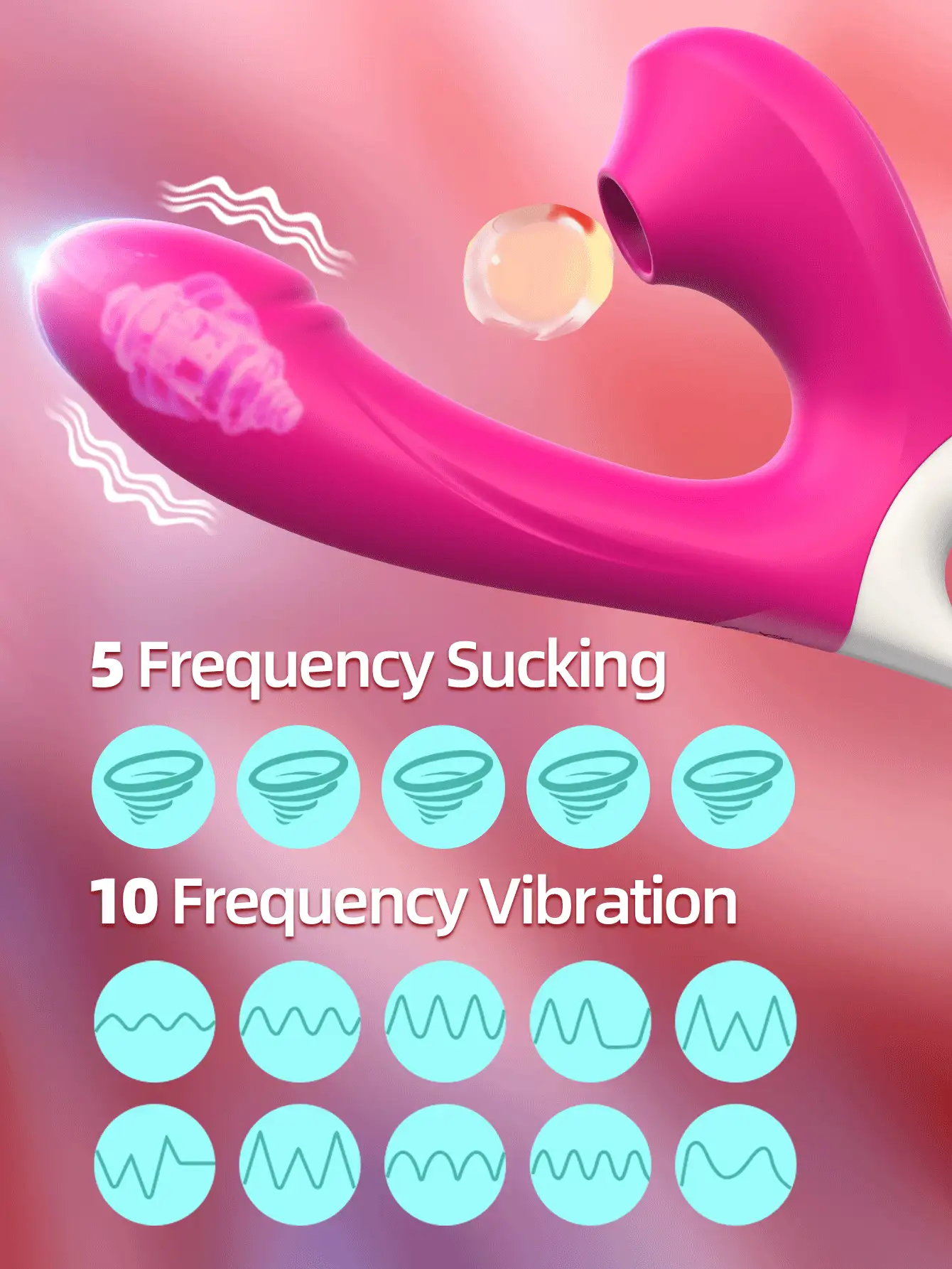 Juguetes sexuales para adultos, ventosa color rosa rojo para el clítoris para mujeres, ventosa para el clítoris y los pezones, vibrador para el punto G, juguete de succión sexual, vibrador de succión del clítoris con 10 frecuencias de vibración para placer femenino, artículos para tienda de sexo y juegos sexuales para adultos