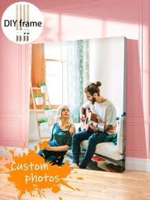 1 Imprimeu foto personalizat pe pânză, ramă din lemn DIY opțională sau poster fără ramă, cadou de Ziua Îndrăgostiților, se pot personaliza fotografiile pentru cei dragi, familie, prieteni și animale de companie (câini, pisici), decor de casă de dimensiuni mari, Ziua Mamei, Ziua Tatălui, Paște, absolvire, aniversare, ziua de naștere și alte ocazii, imprimare grafică de înaltă calitate, artă minimalistă cu linii - Multicolor - Vizualizare 2