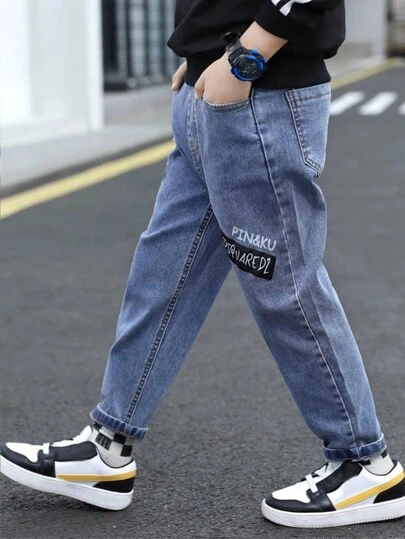 Tween Boys' Simple Print Casual Jeans